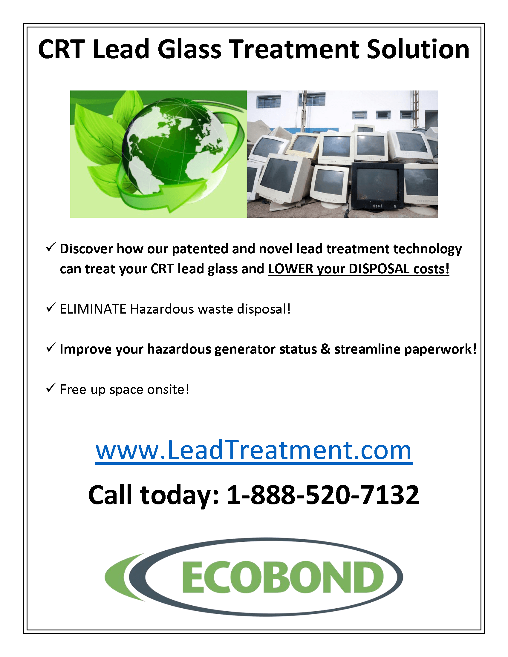 CRT Lead Glass Treatment Solution ECOBOND Lead Defender